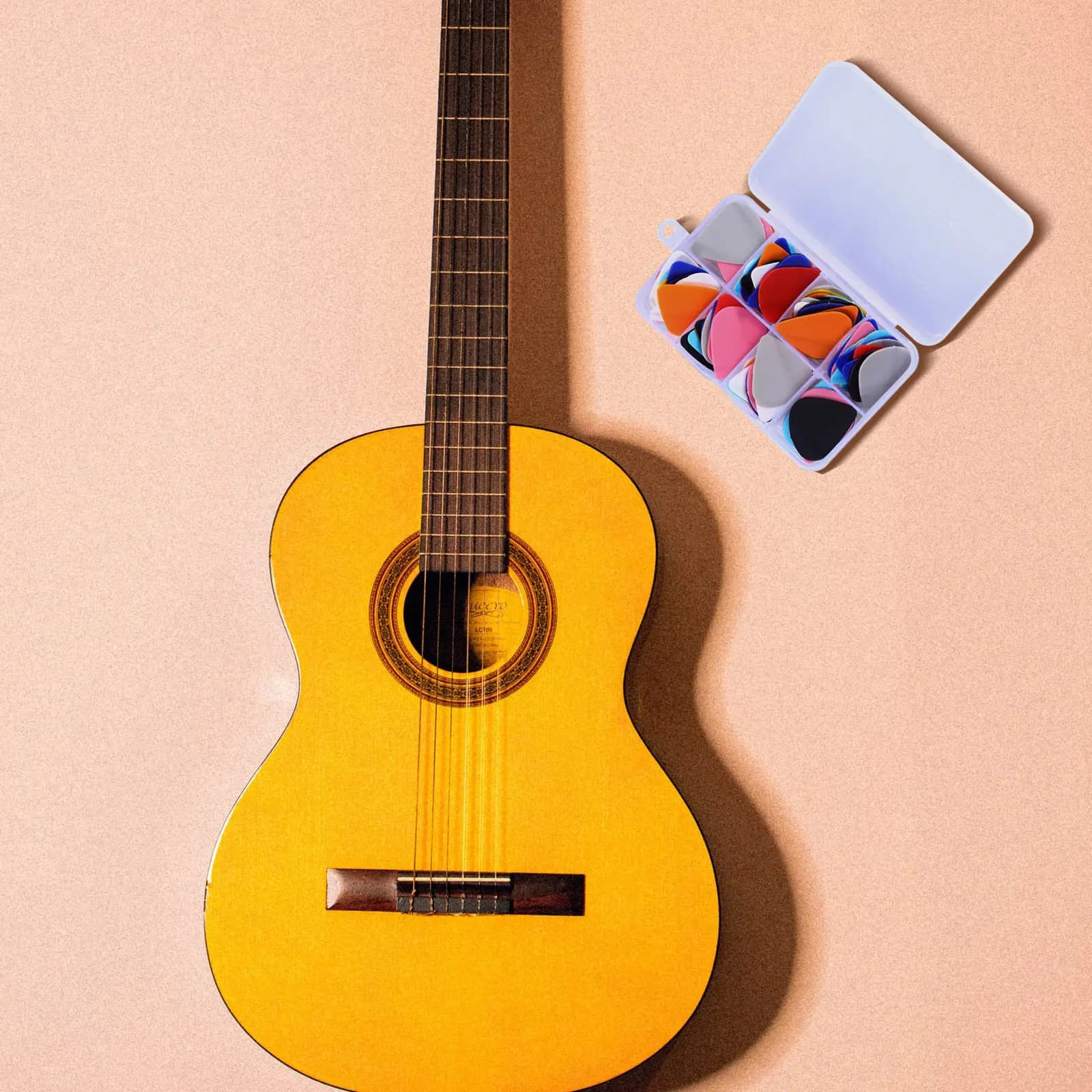 100 Pezzi Plettri per Chitarra in Plastica, per Ukulele, Basso, Chitarra Acustica, Design Largo Adatto ai Principianti, Presa Comoda, Ottimo Suono
