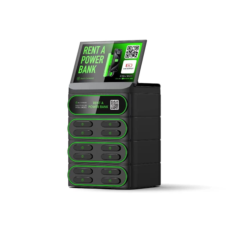 4G Portable Smart Power Bank Charger 12 Slots Rental Powerbank Kiosk with Display USA Socket Outdoor Charging Station