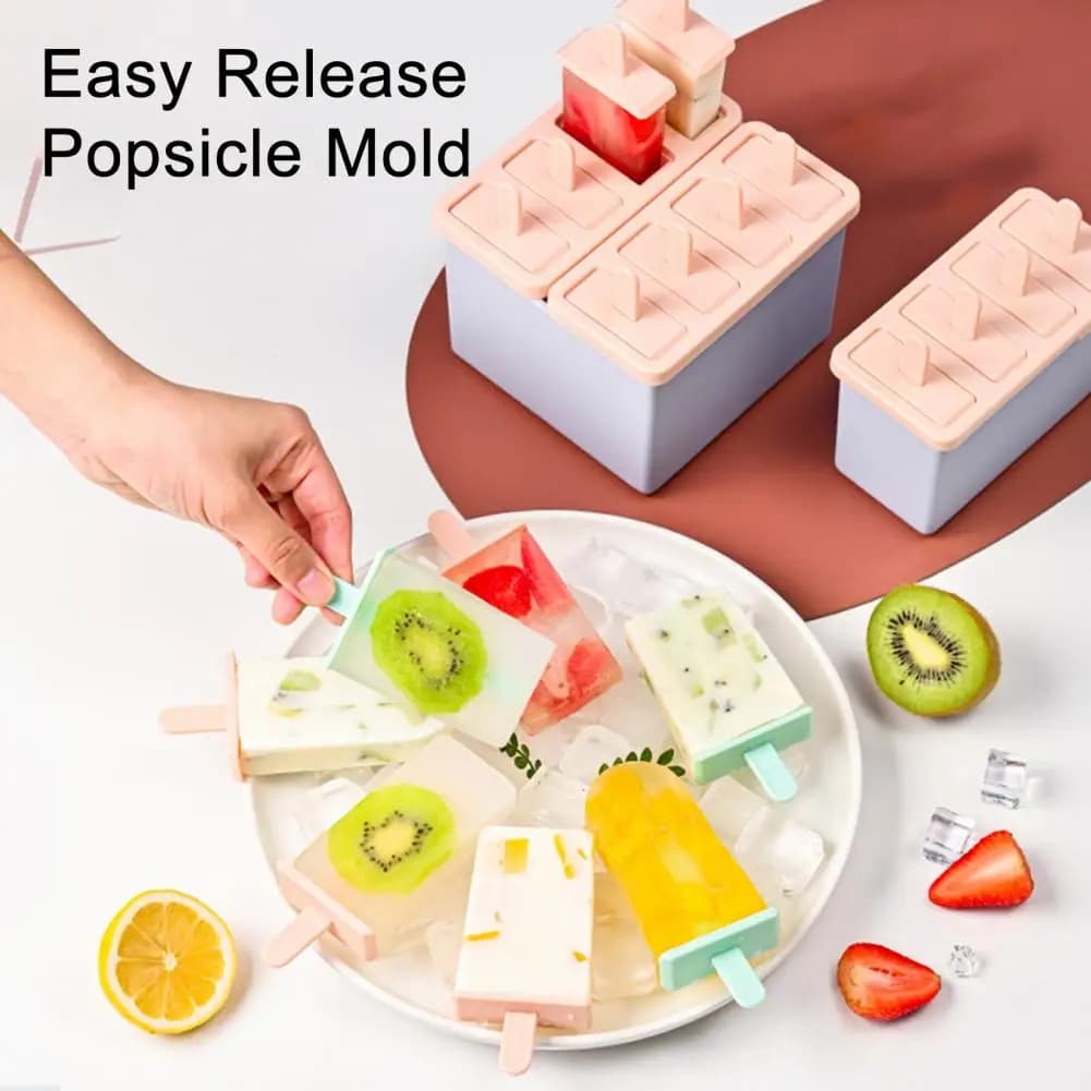 Stampi Riutilizzabili Fai-da-te con Coperchio - Set di Stampi in Plastica per Ghiaccioli Facili da Sgusciare, per Dolci Fatti in Casa e Divertimento Estivo