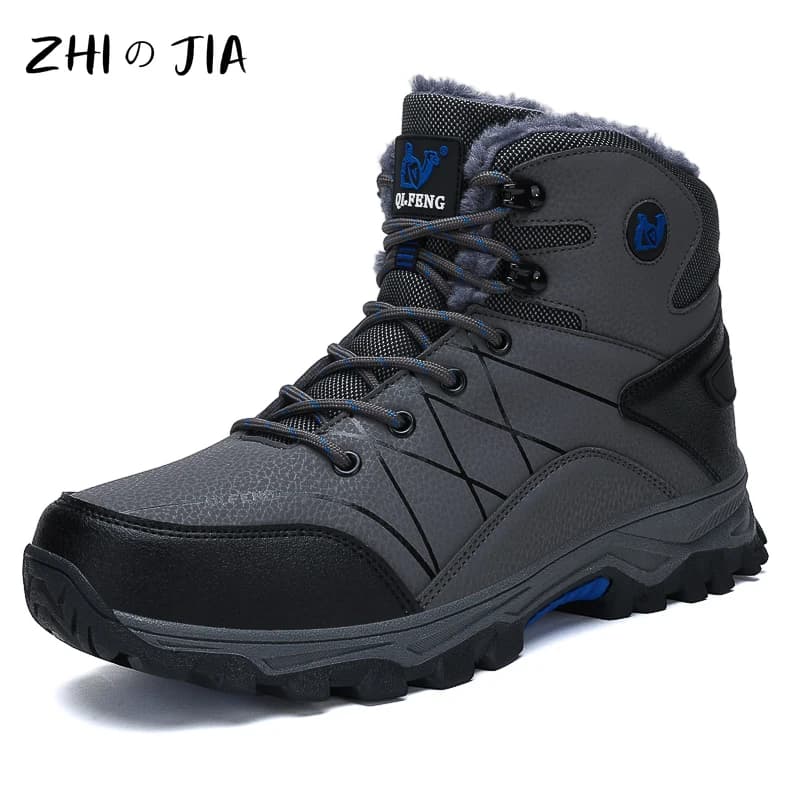 Autunno New High Top Sneaker Uomo Inverno Peluche Stivali da neve caldi Outdoor Antiscivolo Calzature da trekking per alpinismo resistenti all'usura