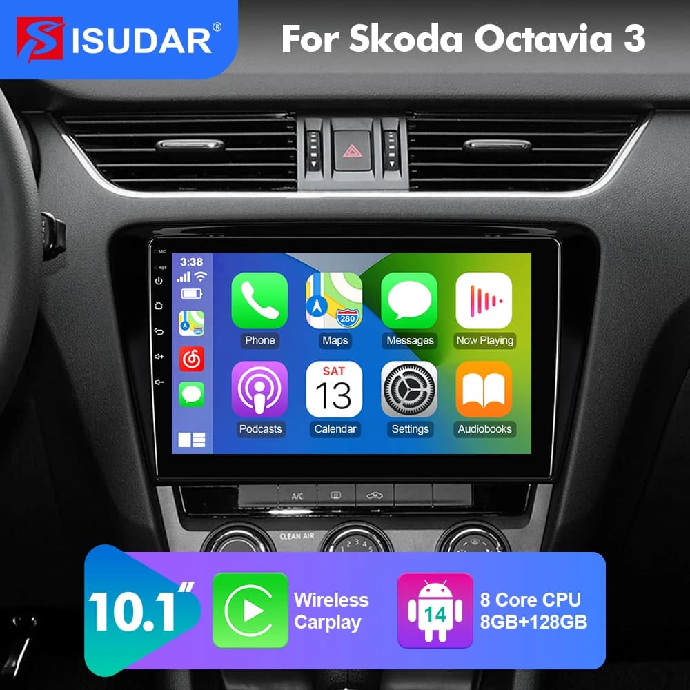2026 nuovo! Autoradio Android 14 da 10.1 Pollici per Skoda Octavia 3 A7 2014-2017, Stereo Auto con Carplay, Telecamera, GPS, Lettore Multimediale 2din