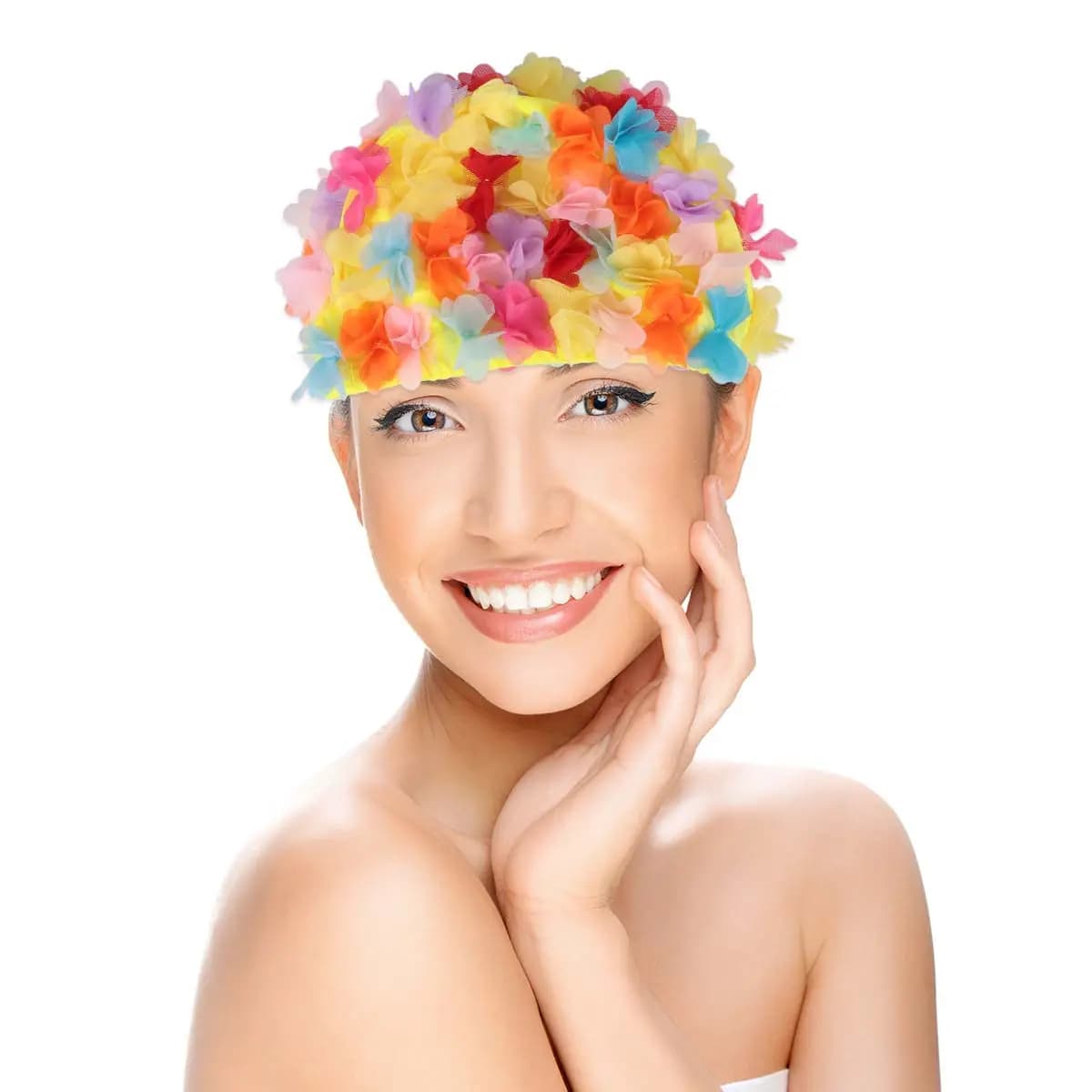 Cuffia da Nuoto Floreale 3D per Donna, Leggera, in Materiale Premium, Protezione per Capelli e Orecchie, per Piscina e Spiaggia, Estiva