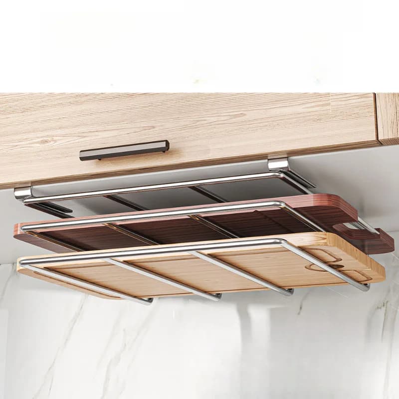 Kitchen artifact No punching, hanging pot lid shelf under cabinet, cutting board placement rack, cutting board rack