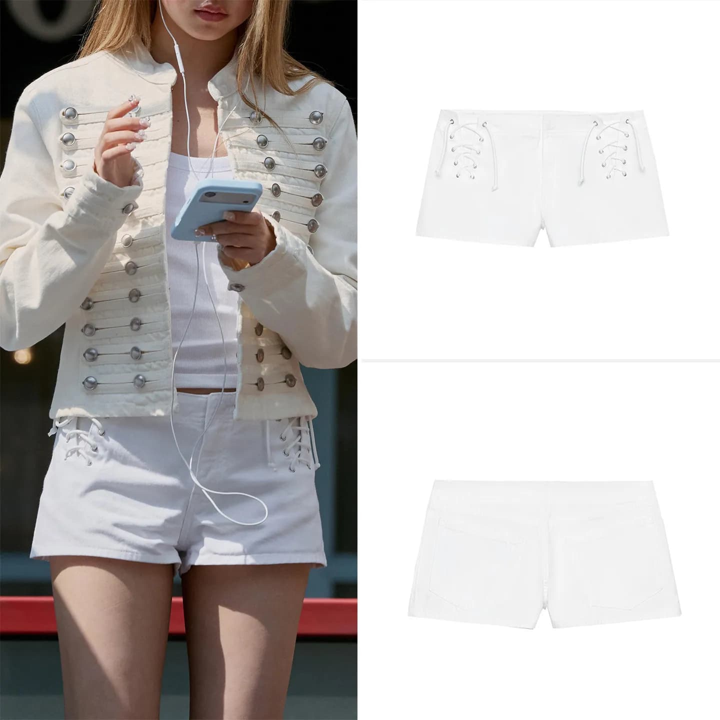 Fashionable Low Waist Tie-Dye Jeans Shorts Women's Summer 2026 Personality Natural Waist Slim Fit Other Material Shorts