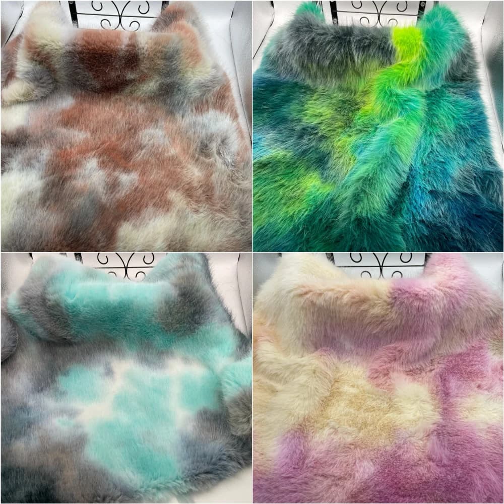 Tessuto in peluche imitazione volpe arcobaleno sfumato per set di abbigliamento per bambole Decorazione morbida Panno spesso Materiale per cucire fai da te
