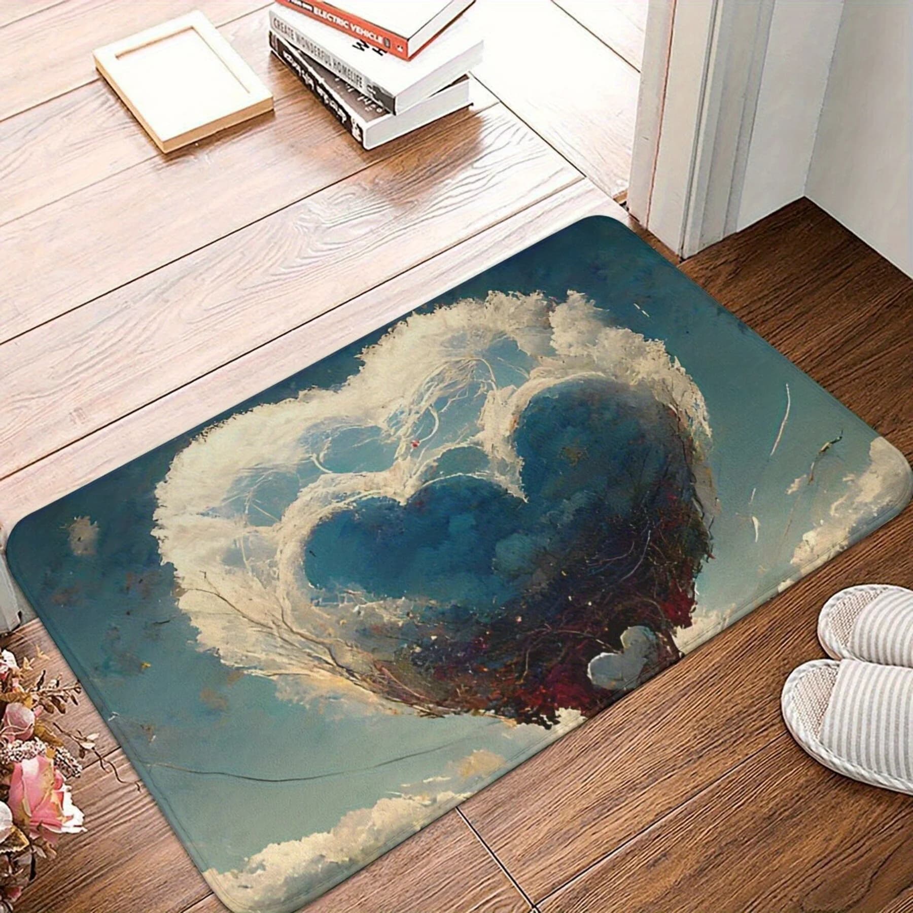 Lightning-inspired anti-slip washing machine - 100% technological fabric with rubber support, irregular heart shape for bathroom and Li