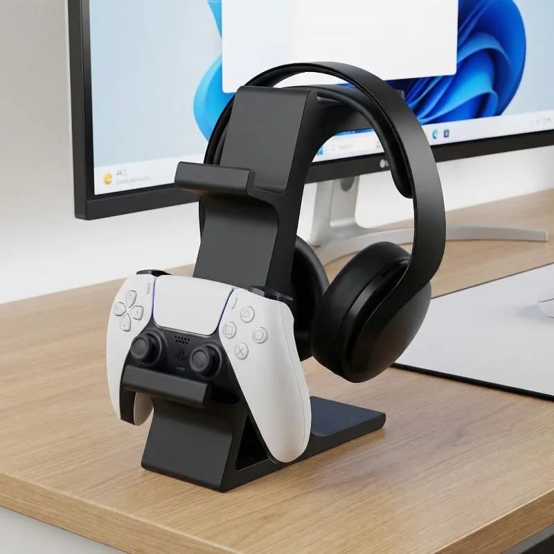 Supporto a 3 livelli per controller di gioco e cuffie, universale per Xbox, Switch, PS4/5, accessori da gaming da scrivania