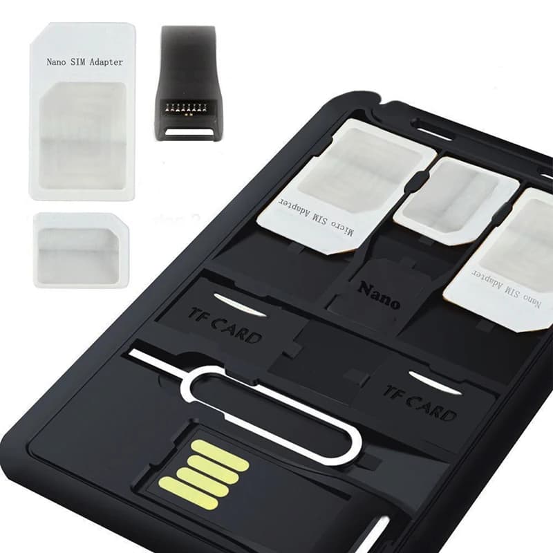 Kit adattatore SIM sottile tutto in uno per carta di credito con lettore di schede TF e perno di espulsione del vassoio della scheda SIM, supporto per scheda SIM