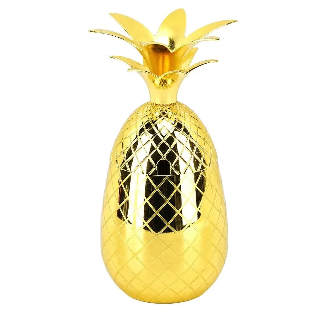 Bicchiere Riutilizzabile in Acciaio Inox a Forma di Ananas 500ml, Tumbler con Coperchio per Cocktail, Shaker da Bar per Feste