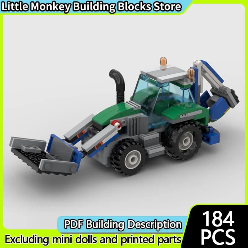 City Car Model MOC Building Bricks Heavy-Duty Backhoe Loader Modular Technology Children Holiday Gifts Assemble Toys Suit