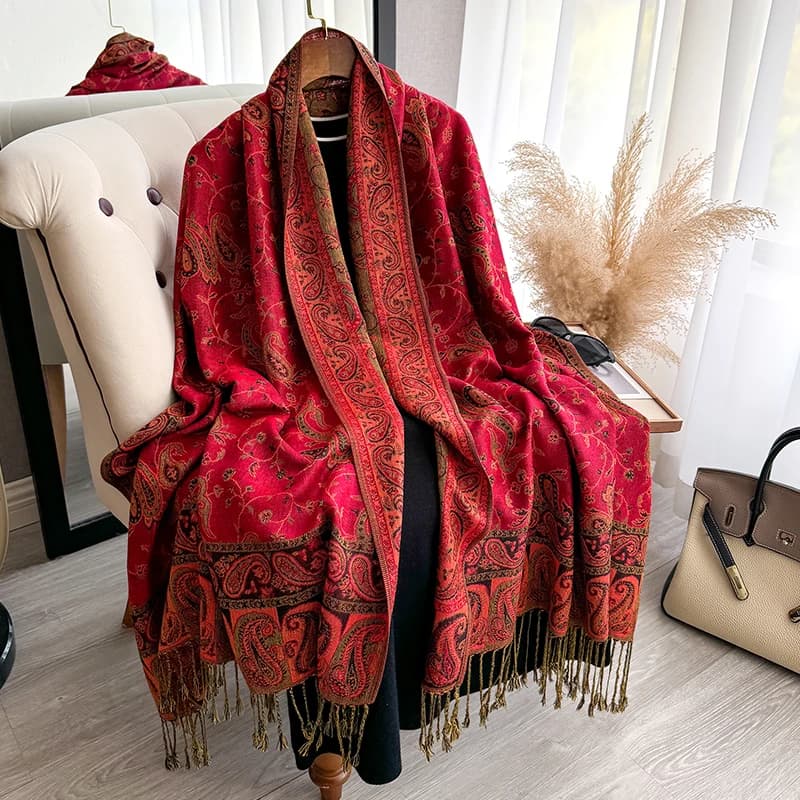 Nappa Coperta Design di Spessore Pashmina Nuovo Inverno Caldo Scialle Wrap Paisley Modello Sciarpa Donne Fazzoletto Da Collo Poncho Stole 2025