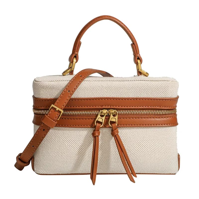 Borsa a tracolla in tela con giunture retrò, borse a tracolla a tracolla per pendolari per borsa da pranzo quotidiana da donna