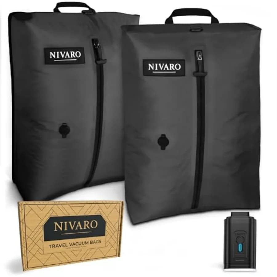 Sacchi Sottovuoto da Viaggio Grandi 30L Impermeabili e Riutilizzabili Salvaspazio per Bagagli con Pompa Wireless Inclusa