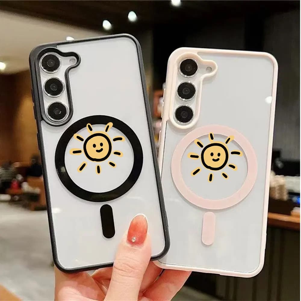 Pretty Lovely Cartoon Magnetic Wireless Charging Phone Case For Samsung Galaxy S26 S25 S24 S23 S22 Ultra Plus FE Anti-Drop Cover