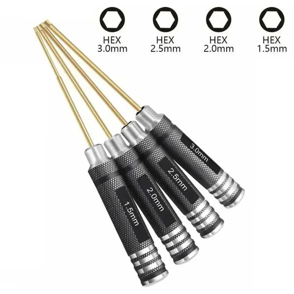 Set di chiavi esagonali 4 pezzi per riparazioni modello RC 1 5/2 0/2 5/3 0mm Strumenti in acciaio al cromo vanadio per elicotteri Auto Aerei