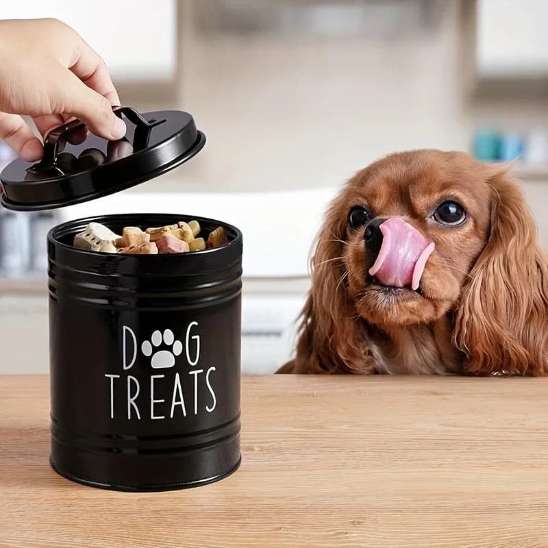 Contenitore in metallo per crocchette e snack per cani e gatti, barattolo porta cibo per animali domestici, accessori per animali