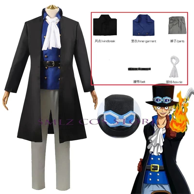 NewSmlz cos anime cosplay uniform Sabo costume cosplay dress trench hat Halloween dress for man2025