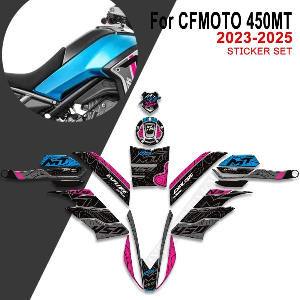 Per CFMOTO 450 MT 450MT CF MOTO MT450 Adventure Bike Protector Tank Pad Manopole Kit Ginocchio Carenatura Parafango Adesivi Decalcomanie
