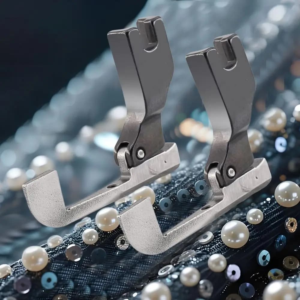 Piedino speciale con paillettes per perline in acciaio P369 senza perline Piedino fisso per perline Facile da usare Piedino per tessuto senza perline