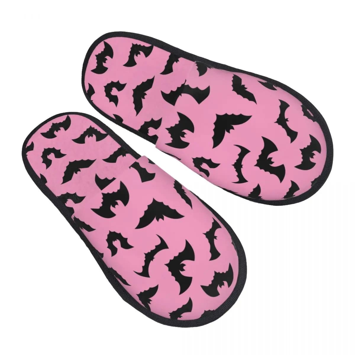 Pantofole da casa in morbida memory foam personalizzate pastello gotico rosa pipistrelli neri Pantofole da donna con suola antiscivolo calda e accogliente strega di Halloween