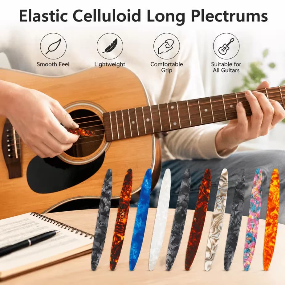 5Pack Guitar Picks Long Strip Guitar Plectrum Colorful Celluloid Guitar Picks Plectrums for Guitar Oud Stringed Instrument
