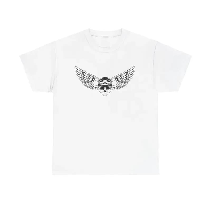 Born to Fly T Shirt biker motorcycle skull wings helmet freedom vintage