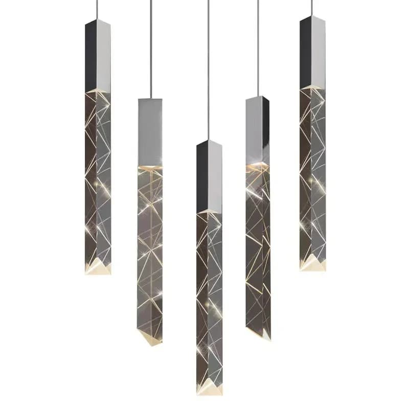 Moderno e creativo, leggero, di lusso, nordico, lungo, ristorante, bancone bar, soggiorno, pavimento vuoto, scala duplex girevole per villa