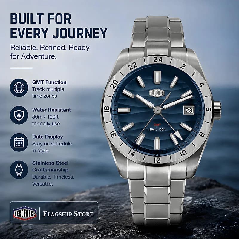 HEROFORCE New Waterproof Luminous Quartz Watch High Quality Luxury Exquisite Business Men Watch Sapphire Sports wristwatch Men