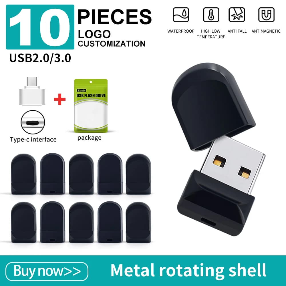 ZSUIT CZ33 10Pcs 3.0 USB Flash Drive 8GB 32GB Super Mini 2.0 Pendrive 128GB 64GB LOGO personalizzato impermeabile 2.0 USB Pen Drive Flash