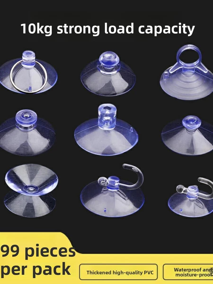 Nuovo Gancio a Ventosa Bifacciale in Vetro e Plastica per Auto, Gancio Adesivo Trasparente, Organizzatore per Stoccaggio, Stile Moderno e Semplice, Tappetino in PVC