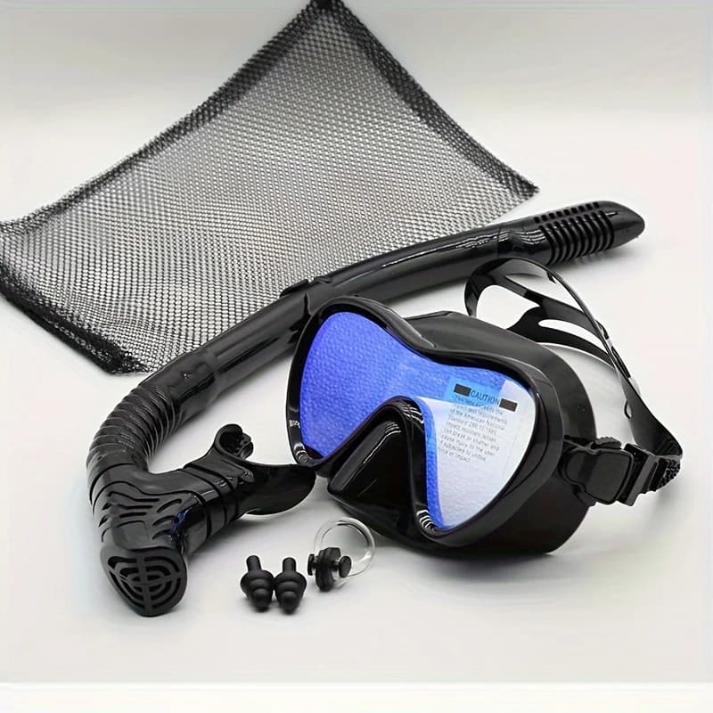 Professional silicone mask for underwater diving and breathing tube, tempered glass snorkeling glasses, snorkeling equipment