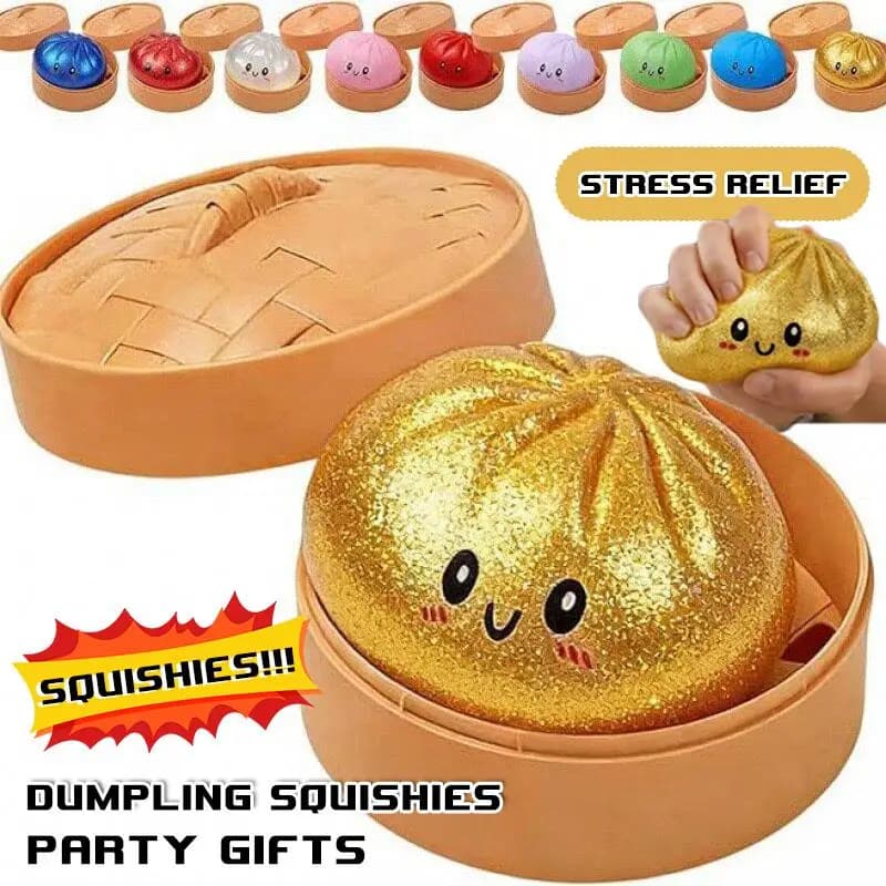 Glitter Bun with Food Steamer Stretchy Desk Toys Kawaii Soft Dumpling Bun Simulation Fidget Toy Squeeze Dough Ball Birthday Part