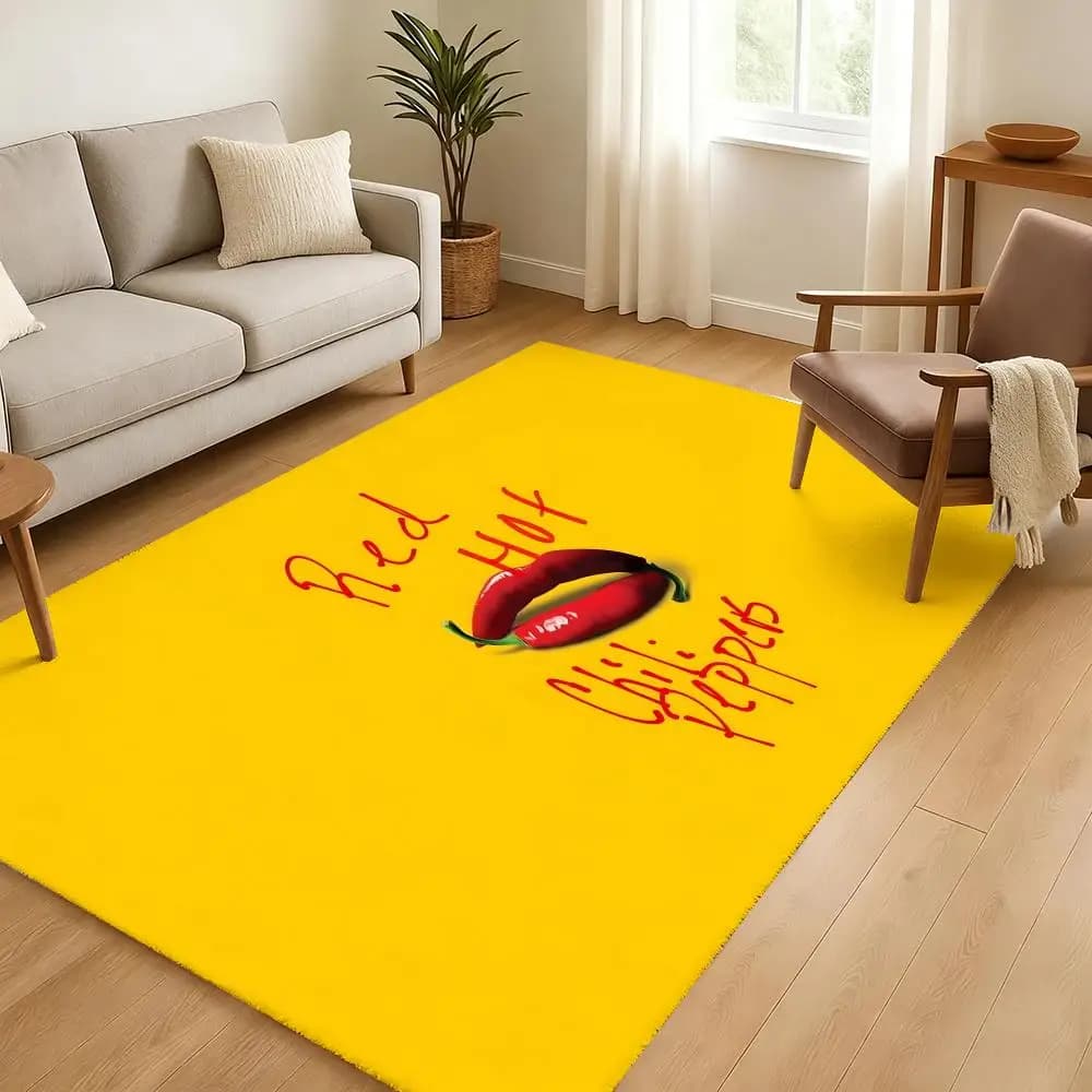 Red Hot Chili P-Peppers floor mat, soft and thick, non-slip, for living room, home decorations, flannel mats