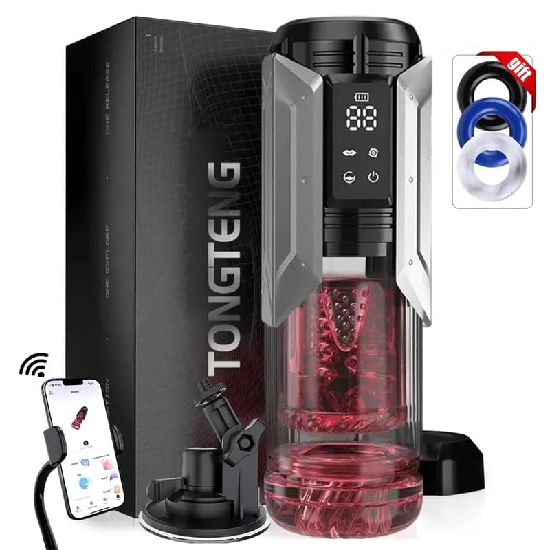 APP LED Automatic Male Masturbator Cup 7 Sucking Rotating Licking Thusting Modes Pocket Pussy Stroker Blowjob Sex Toys For Men