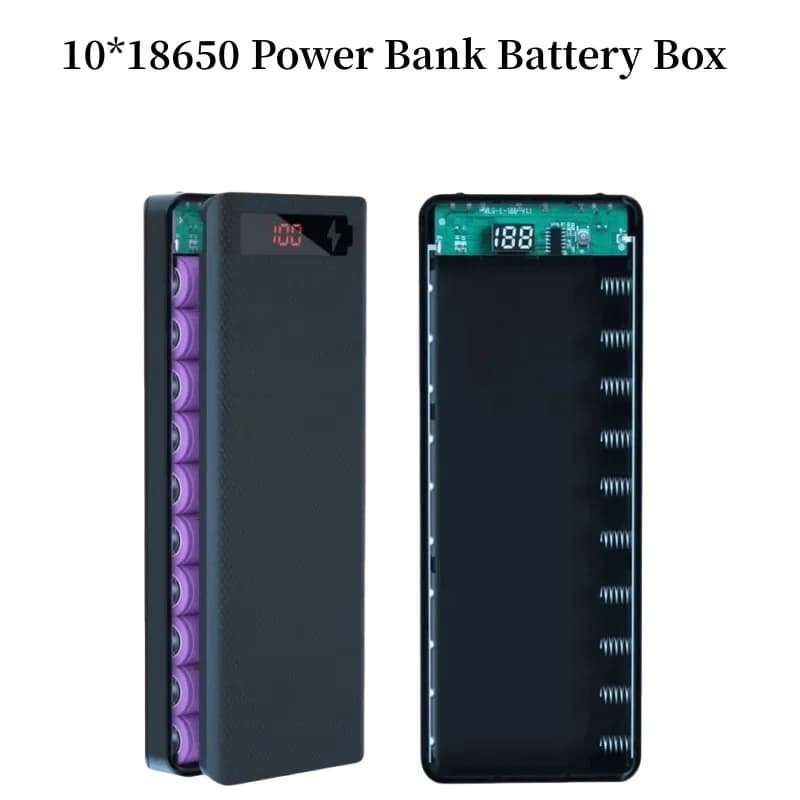 10X 18650 Power Bank Case Battery Support Portable Dual USB Type C Charging Shell for iPhone Xiaomi Huawei 18650 Battery Cases