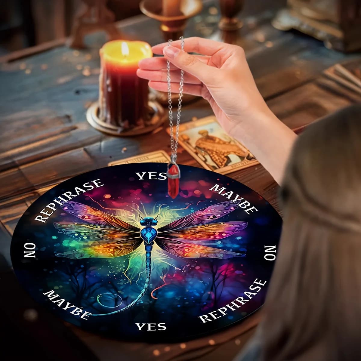 VIKAMA Tappetino Colorato a Forma di Libellula per Altare, Tappetino per Divinazione Oracolo, Accessori per Divinazione Stregoneria, Tappetino per Carte da Gioco e Previsione del Futuro