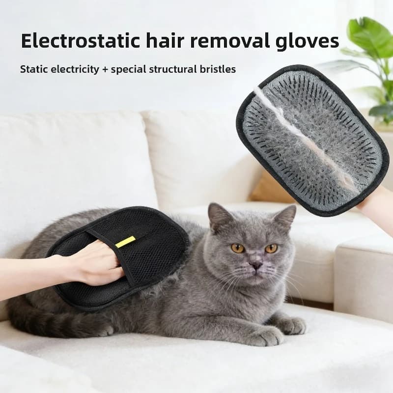 Guanto per Toelettatura Riutilizzabile a Doppia Faccia, Strumento per Rimozione Peli di Animali Domestici, Rimuovi Peli Statici per Gatti, Cani, Tappeti e Mobili