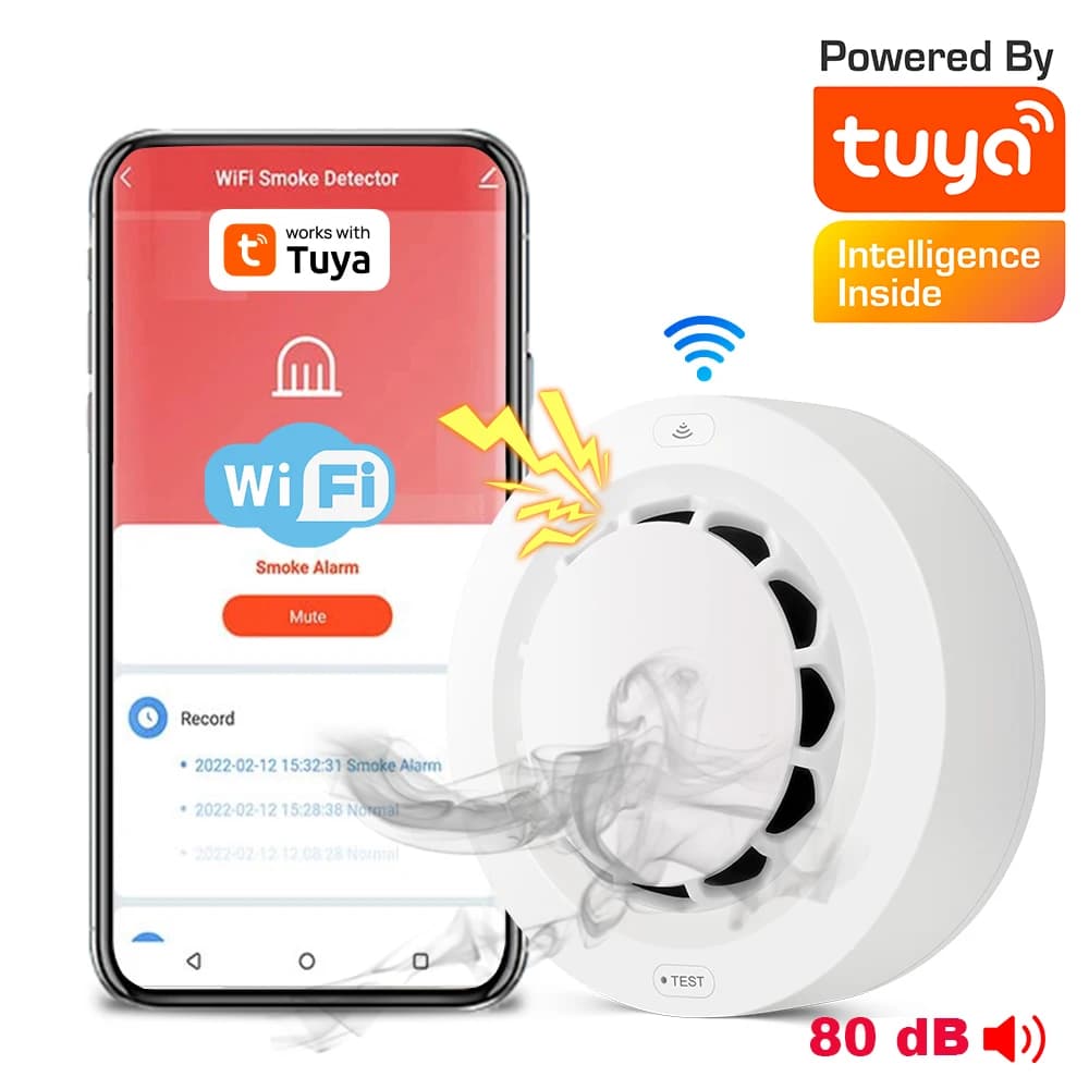 Rilevatore di fumo WiFi Tuya APP Vendita calda Sensore fotoelettrico Allarme antincendio Sistema di sicurezza per cucina domestica Funziona con l'APP Smart Life