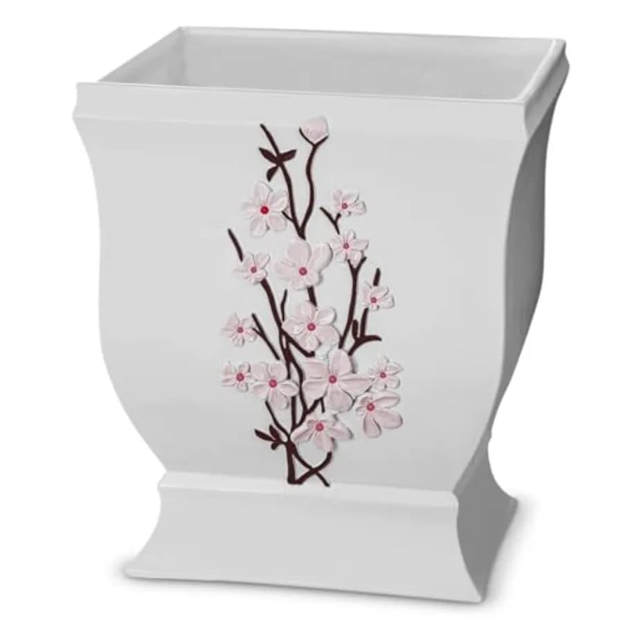 Cestino per Rifiuti Decorativo Vanda White 1.48 Gal/ 5.6L - Cestino Durevole per Piccoli Bagni - Cestino per Rifiuti per Bagno e Sala delle Feste B