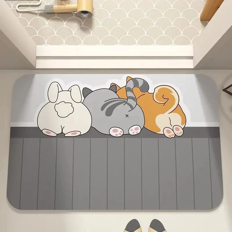 VIKAMA Cartoon Lying Dog Bathroom Floor Mat, Anti-Slip Entrance Mat For The Shower Room, Entrance Hall Carpet, Home Decoration