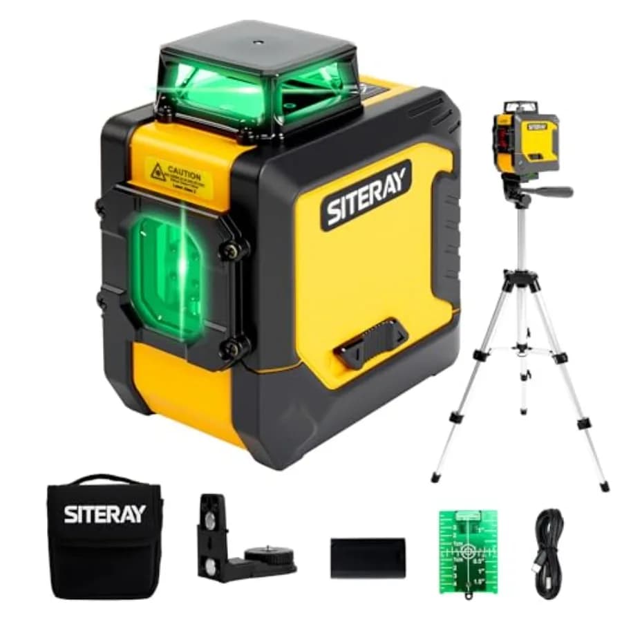 Livella Laser con Treppiede, Autolivellante 360°, 131FT, Livella a Linee Incrociate per Costruzioni, Piastrelle, Appendere Quadri, Nivel Laser con M