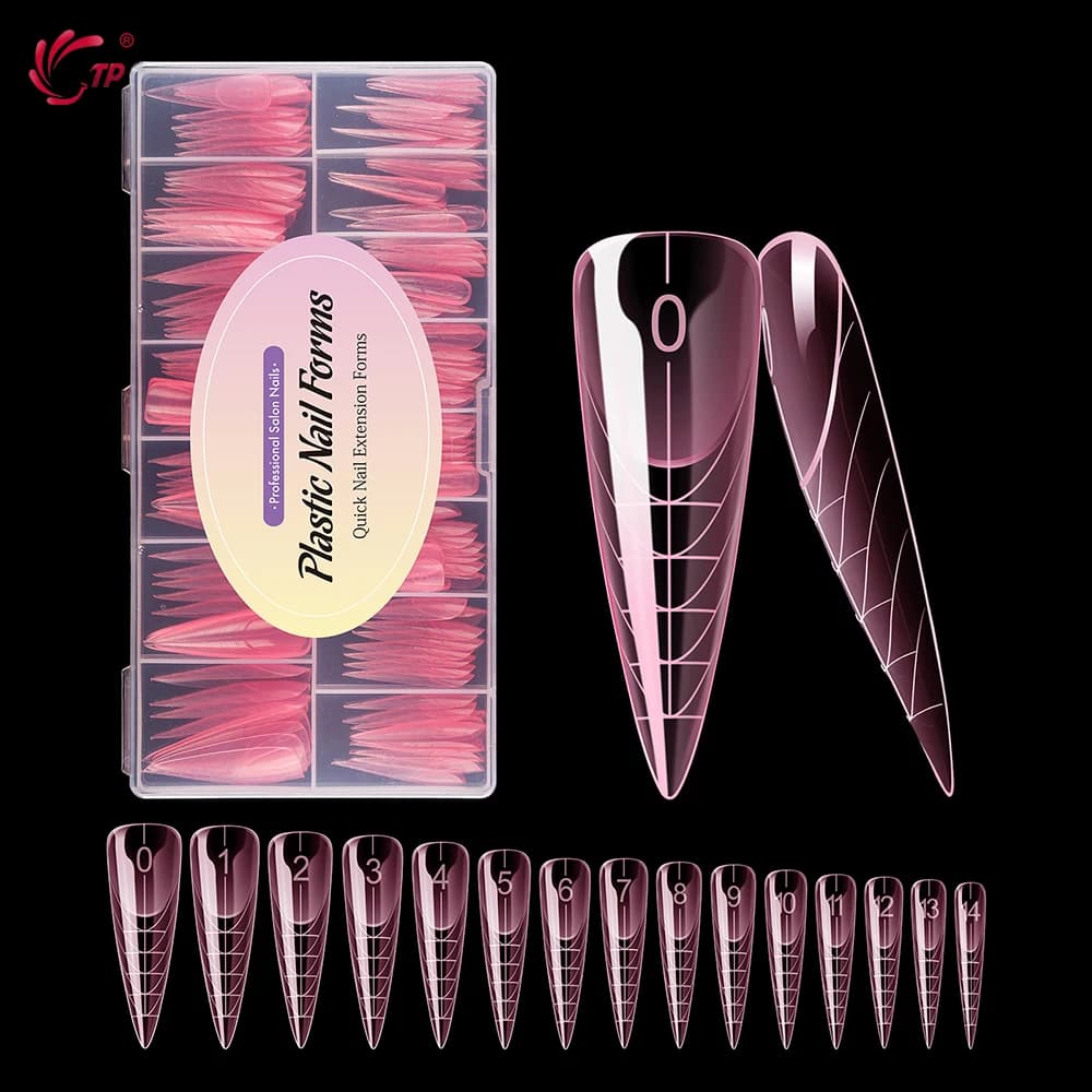 TP 150 pcs / Double Nail Box Shape Acrylic Poly Extension Gel Nails Prints French Complete Cover Reusable Nail Tips Higher Shapes