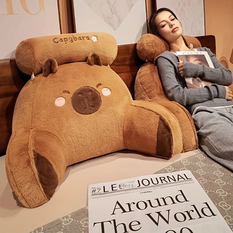 Beautiful pillow for back Capibara, big back cushion, lumbar support cushion, triangular reading cushion, adorable design