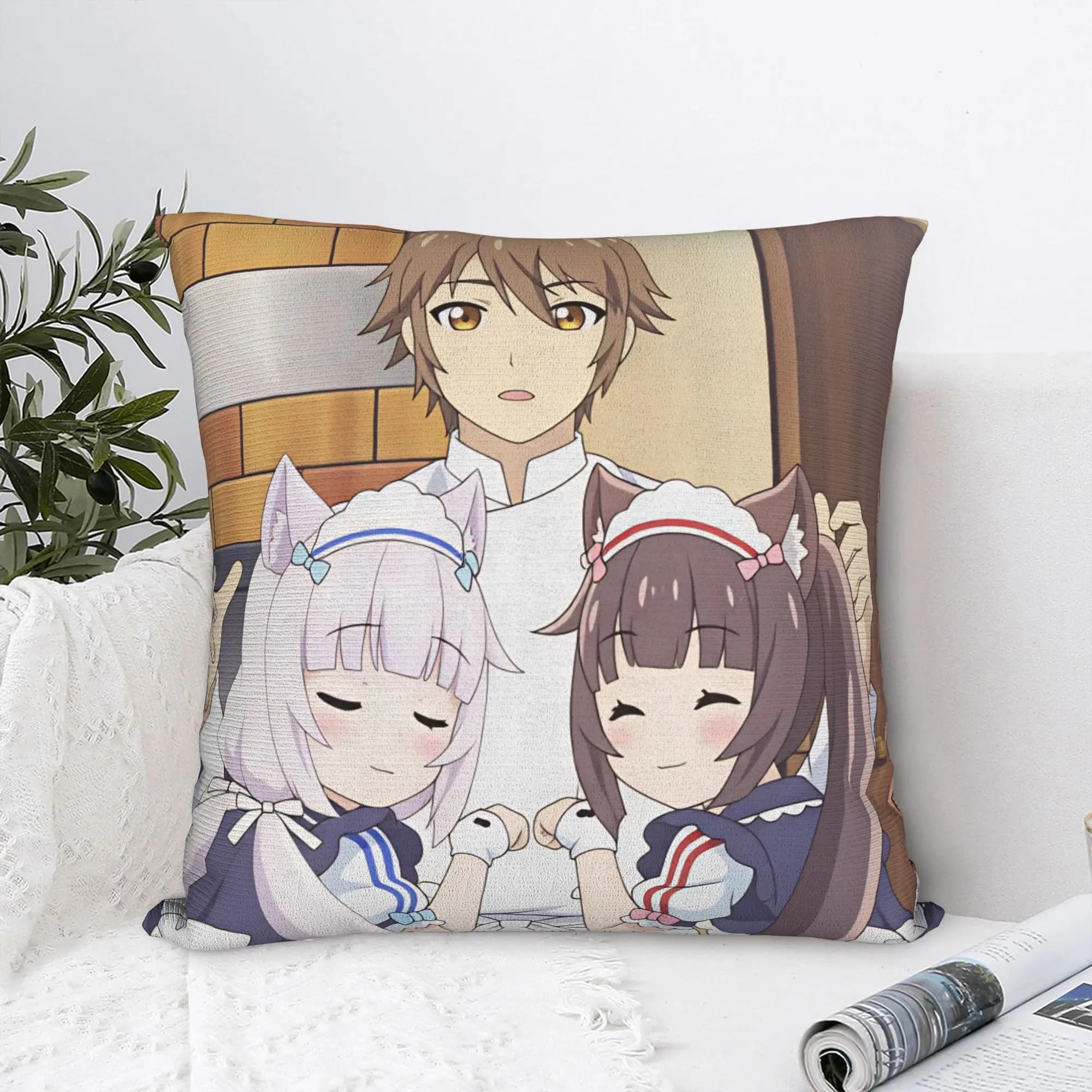 Pillow Cover NEKOPARA Graphic Cushion Cover Cute Funny Pillow Case For Sofa Home Decorative Pillowcases