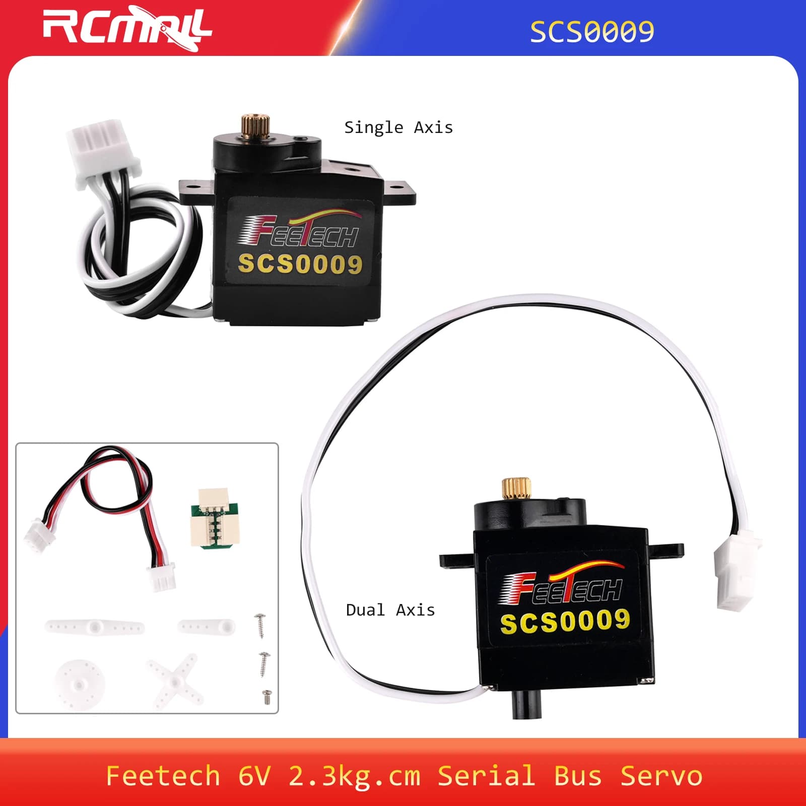 Feetech SCS009 6V 2.3kg Servo BUS seriale Cambio in metallo Servomotore a asse singolo/doppio asse per elicottero RC Robot intelligente umanoide