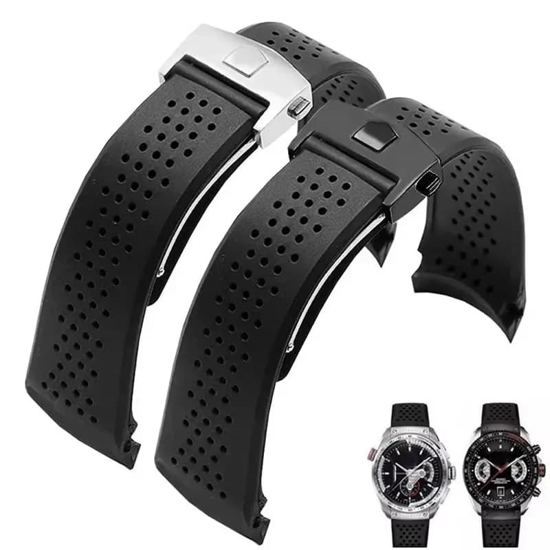 Bracciale per orologio per TAG HEUER GRAND CARRERA AQUARACER cinturino in silicone morbido 22mm 24mm cinturino da uomo cinturino in gomma nera