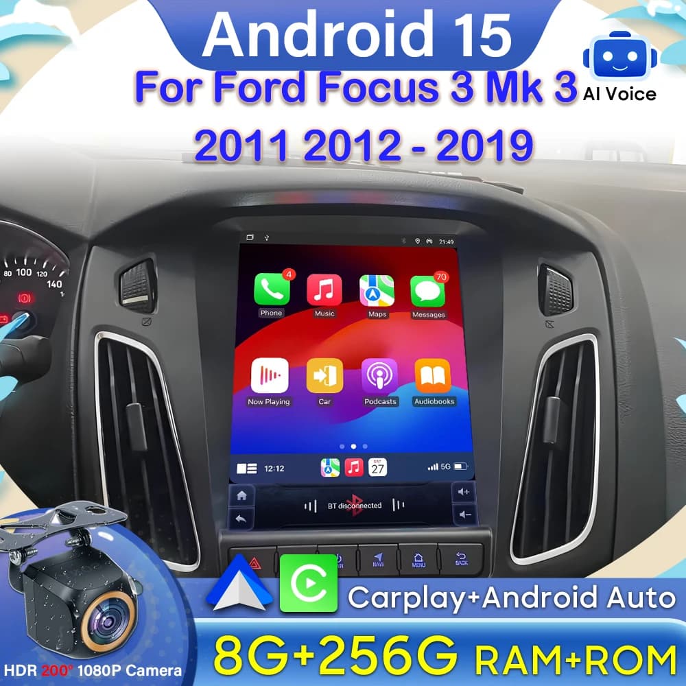 Android 15 Carplay for Ford Focus 3 Mk 3 2011 2012 - 2019 Autoradio GPS Navigation Automotive Multimedia Video GPS DSP