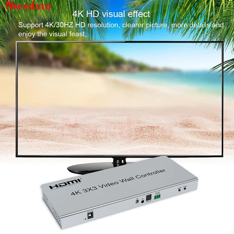 Controller Video Wall HDMI 4K per Display 3x3 1x2 2x1 2x3 2x4 3x4 4x1 4x4 4x2 9 Schermi Video, Processore di Giunzione HDMI TV con RS232