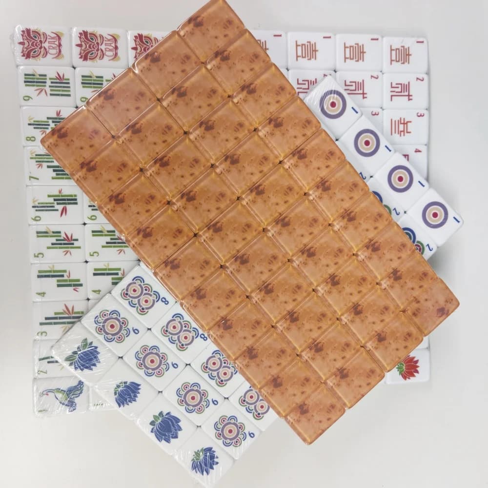 OMHJGO Set di Mahjong Americano di Lusso con 160 Tessere Effetto Legno, 4 Strati in Acrilico, per Giochi a Casa, Feste e Regali Sorpresa