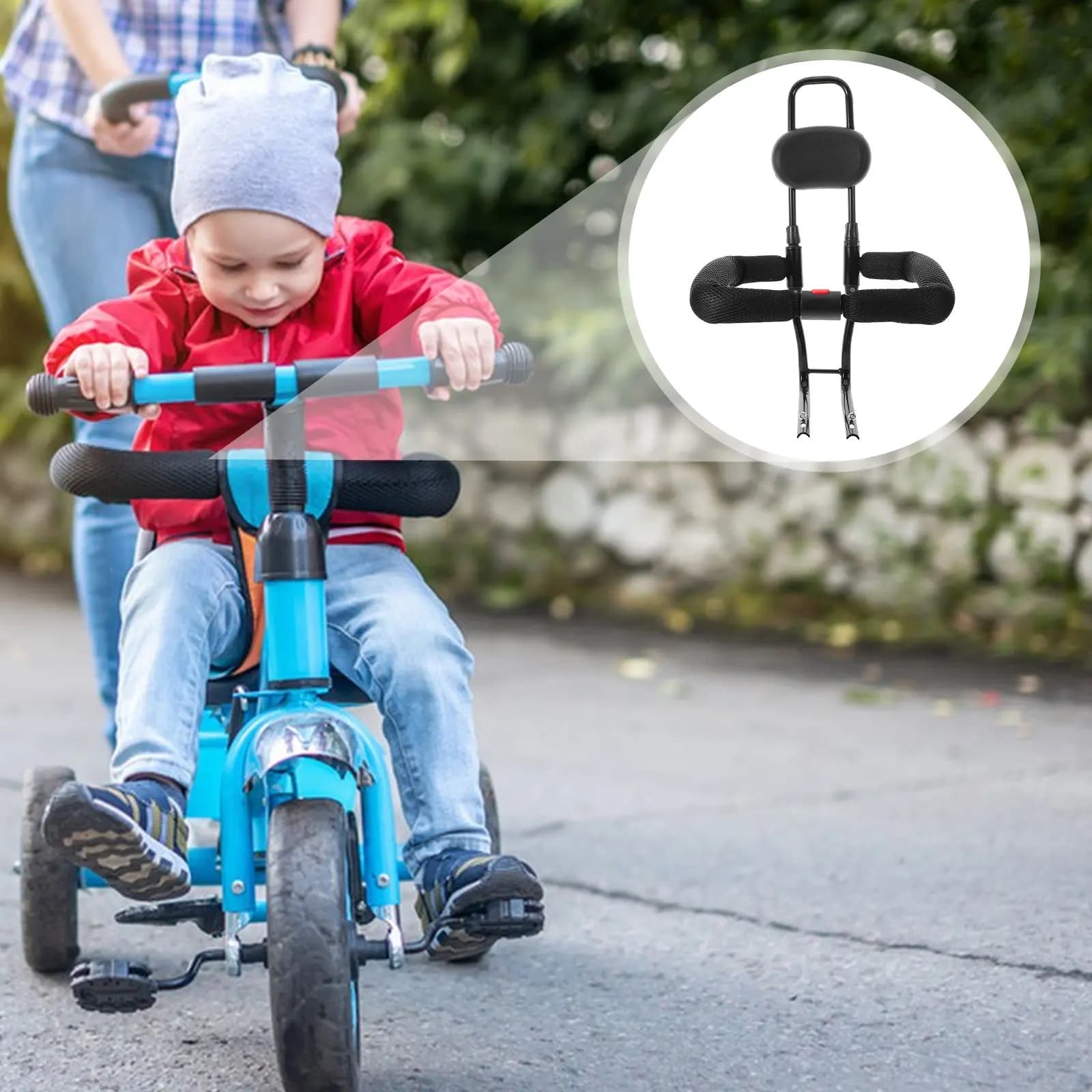 1Set Toddler Tricycle Guardrail Heavy Duty Anti-Slip Rail for Push Tricycle Stroller Scooter Foldable Bike Training Safety Bar